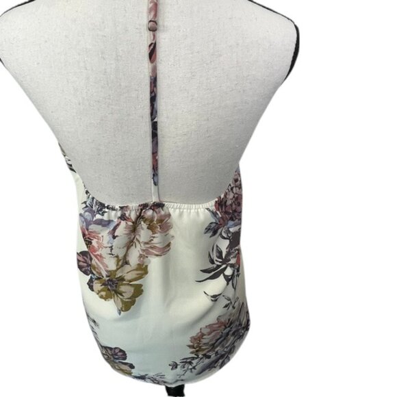 Daytrip Off White & Mauve Floral Backless Strappy Blouse- Womens Size L - Picture 4 of 8